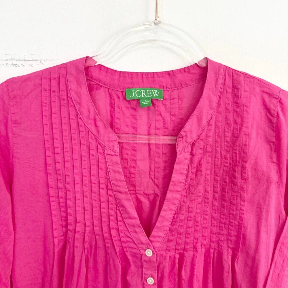 J.Crew 100% Cotton Pintuck Tiered Mini Dress Pink Size Small